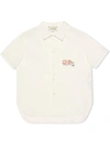 GUCCI COTTON SHIRT WITH GG AND ANCHOR EMBROIDERY