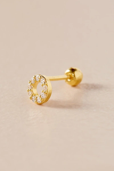 Astrid & Miyu Halo Gem Barbell Earring In Gold