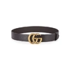 GUCCI GG DARK BROWN GRAINED LEATHER BELT,3156353