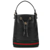 GUCCI OPHIDIA SMALL BLACK LEATHER BUCKET BAG,3171112