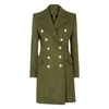 BALMAIN ARMY GREEN DOUBLE-BREASTED WOOL-BLEND COAT,3163748