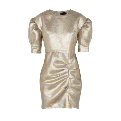 Birgitte Herskind Baker Puff-sleeve Lamé Mini Dress In Disco Glitter
