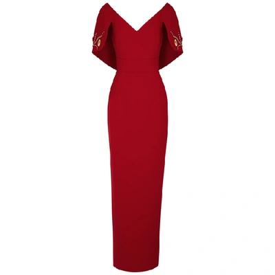 Safiyaa Red Embellished Stretch-cady Gown