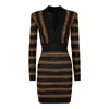 BALMAIN STRIPED METALLIC-KNIT MINI DRESS,3723886