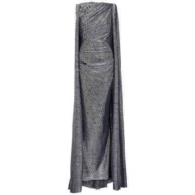 Talbot Runhof Bonoso Metallic Cape-effect Gown In Silver