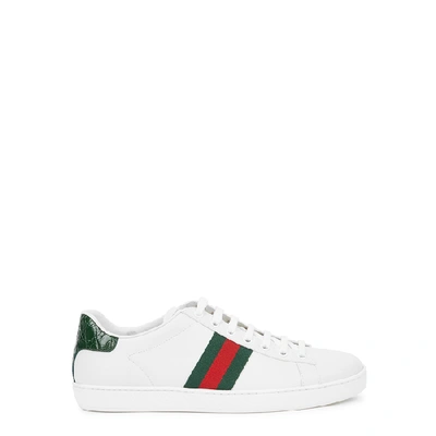Gucci White Calf Leather Bos Taurus Low Top Sneakers