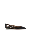 AQUAZZURA FOREVER 10 BLACK LEATHER FLATS,3086299