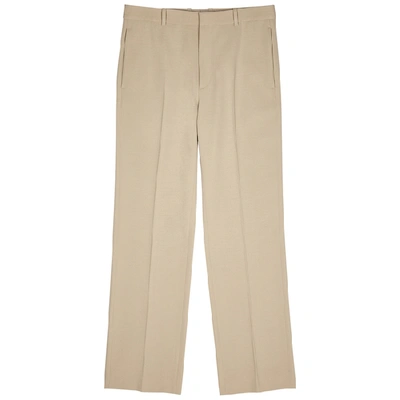 Balenciaga Stone Wide-leg Wool Trousers In Beige