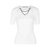 ALEXANDER WANG WHITE EMBELLISHED RIBBED-KNIT TOP,3125360
