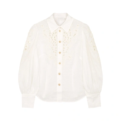 Zimmermann Peggy Ivory Embroidered Linen Shirt