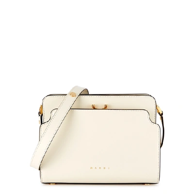 Marni Trunk Reverse Small Leather Shoulder Bag In White