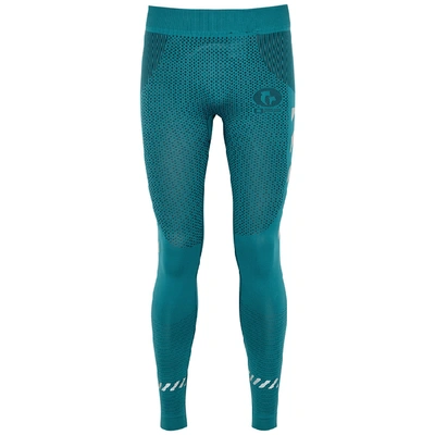 Off-white Turquoise Stretch-jersey Running Tights In Blue