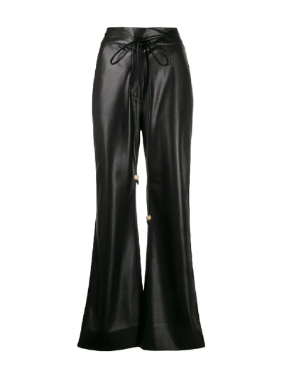 Nanushka Chimo Cropped Vegan Leather Wide-leg Trousers In Black
