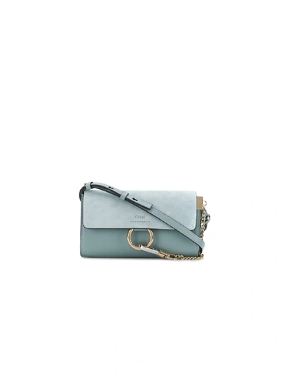 Chloé Mini Faye Shoulder Bag In 44l Faded Blue
