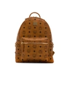 Mcm Logo Monogram Backpack In Brown