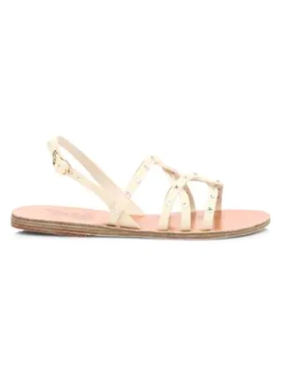 Ancient Greek Sandals Schinousa Rivets Leather Slingback Sandals In Off White