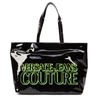 VERSACE Black Patent Tote With Versace Jeans Couture Logo
