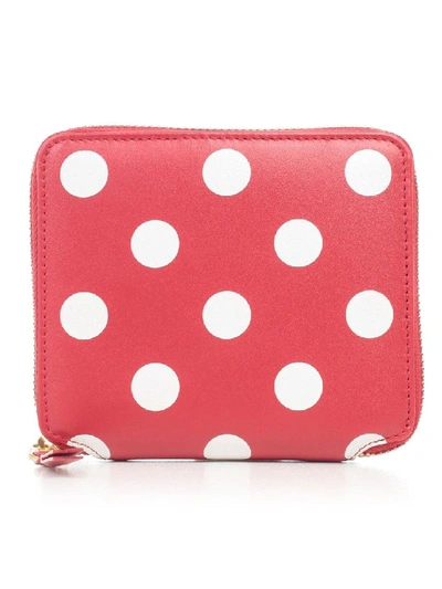 Comme Des Garçons Polka Dot Compact Wallet In Burgundy