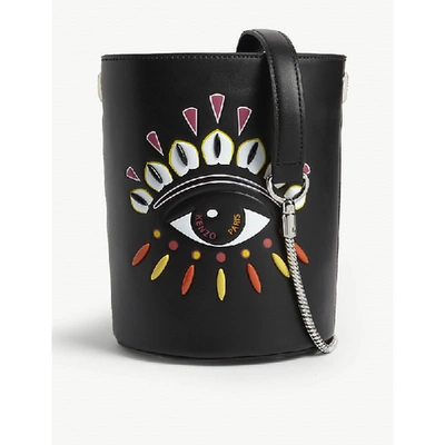 Kenzo Evil Eye Leather Bucket Bag In Black