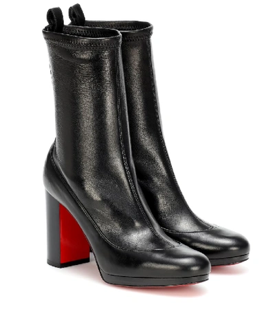 Christian Louboutin Gena 85 Stretch-leather Sock Boots In Black