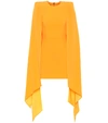 Alex Perry Envers Satin Crepe Mini Dress W/ Cape In Orange