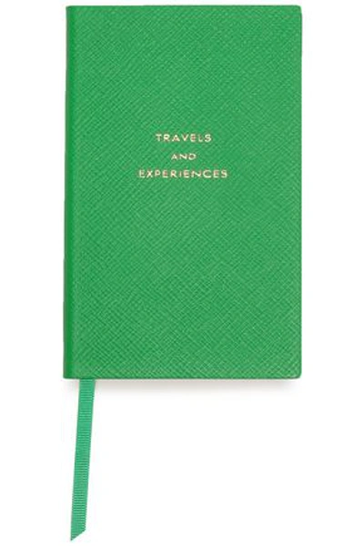 Smythson Travel And Experiences Panama Printed Textured-leather Notebook In Green
