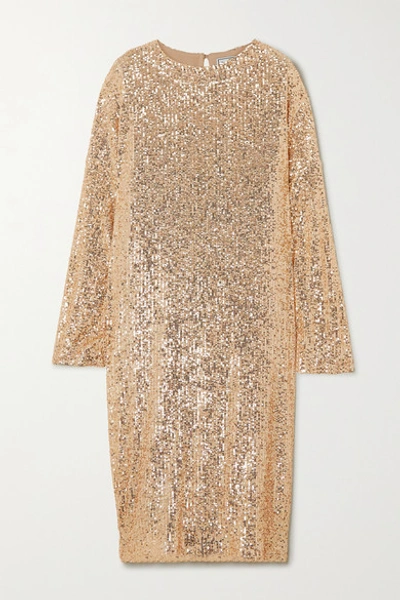 In The Mood For Love Elisa Sequined Tulle Dress In Tobacco