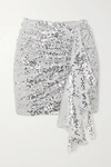 IN THE MOOD FOR LOVE EMELY RUCHED SEQUINED CHIFFON MINI SKIRT