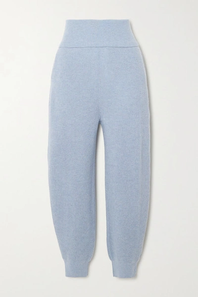 Stella Mccartney Ribbed Cashmere And Wool-blend Tapered Pants In 4701 Angel