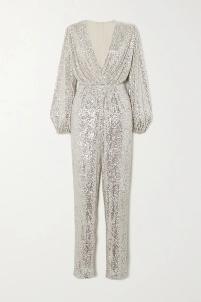 In The Mood For Love Björk Sequined Tulle Jumpsuit In Silver