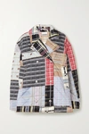 Ganni Oversized Double-breasted Quilted Patchwork Denim Jacket In Blue