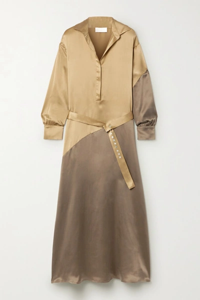 Asceno Net Sustain Santana Oversized Two-tone Silk-satin Maxi Dress In Printed