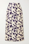 BROCK COLLECTION FLORAL-EMBROIDERED SHANTUNG MIDI SKIRT