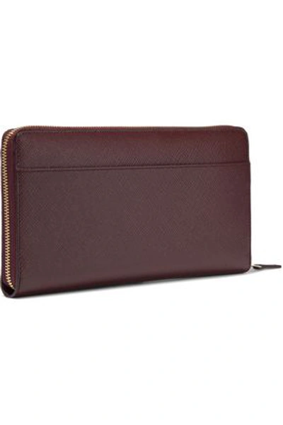 Smythson Panama Textured-leather Continental Wallet In Burgundy