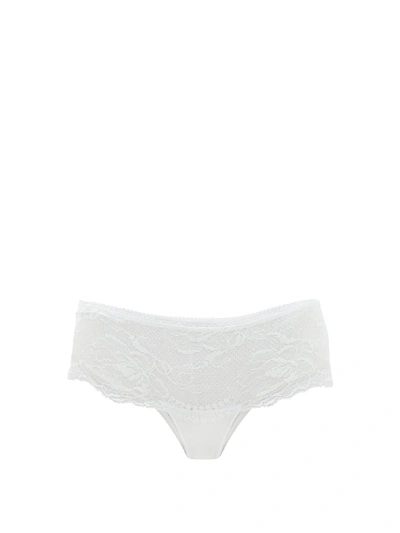 La Perla White Souple Lace Brazilian Briefs In Black