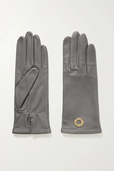 Agnelle Embellished Leather Gloves In Anthracite