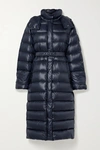 MONCLER COBALT HOODED QUILTED RIPSTOP DOWN COAT