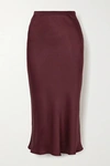 Anine Bing Bar Silk-satin Midi Skirt In Burgundy