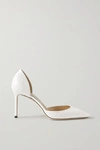 Jimmy Choo Esther 85 Crocodile-effect Leather Pumps In White