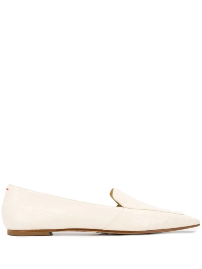 Aeyde Aurora Croc-effect Leather Loafers In Creamy Leather