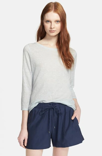 Vince Three Quarter Sleeve Tee In Frost Blue