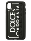 Dolce & Gabbana Logo Emboss Rubber Iphone Xs Max Cover In Black/white