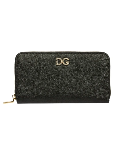 Dolce & Gabbana Logo Plaque Zip-around Wallet In Nero