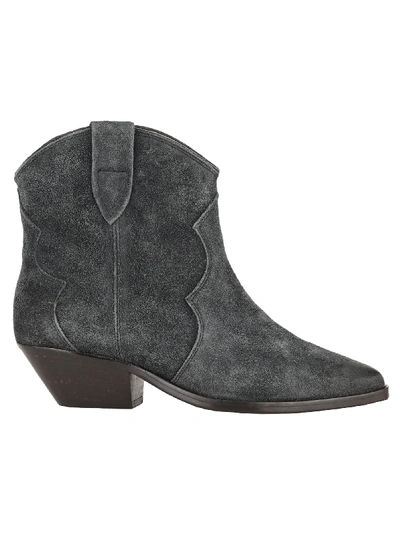 Isabel Marant Gray Dewina Ankle Boots In Black
