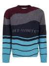 Off-white Men's Intarsia Felted Crewneck Sweater In Bordeaux Medium