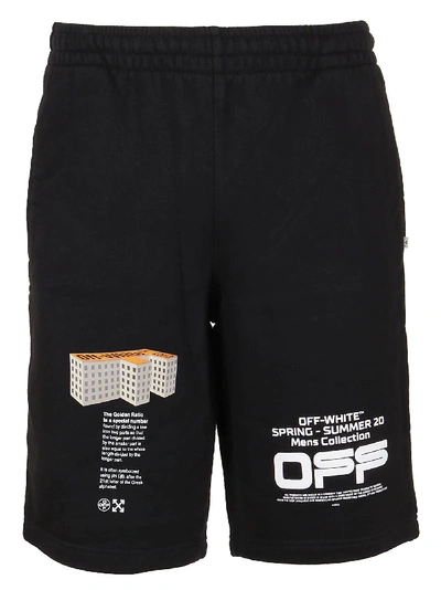 Off-white Wavy Line Logo Sweatshorts In Black White