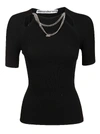 ALEXANDER WANG T-SHIRT RIB WITH CHAIN NECKLACE,11192787