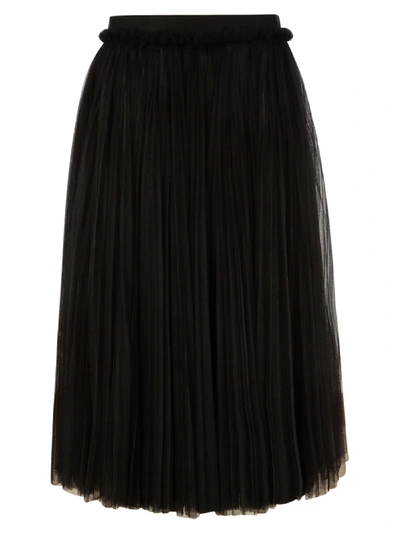 Dolce & Gabbana Ruched Tulle Midi Skirt In Black