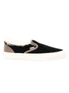 Vans Shearling Trim Black Classic Slip-on Sneakers In Black