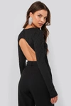 TINA MARIA X NA-KD OPEN BACK BODY - BLACK